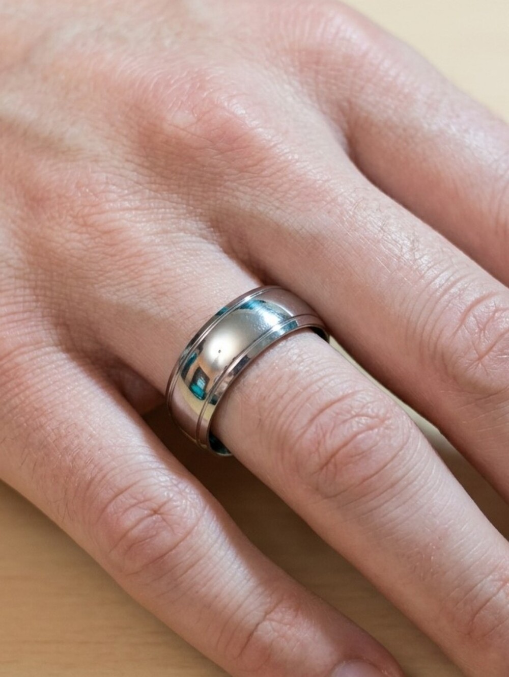 Polished  Stainless Steel  Men’s Band Ring - Classic Dome